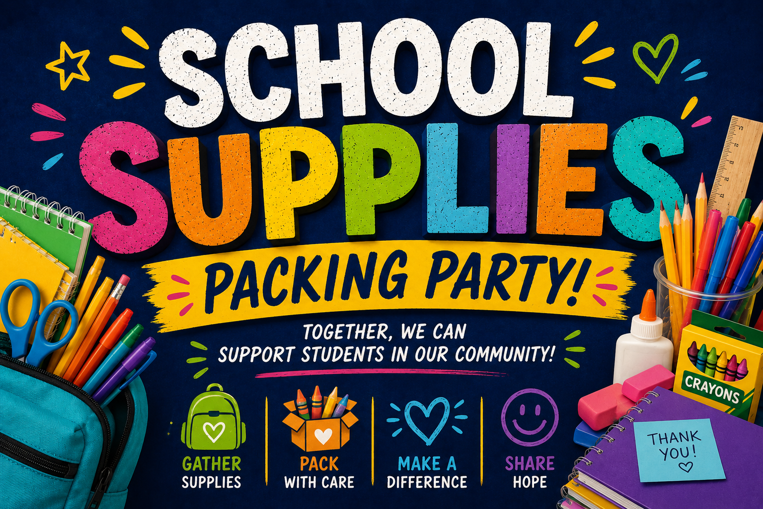 School Supplies Packing Party