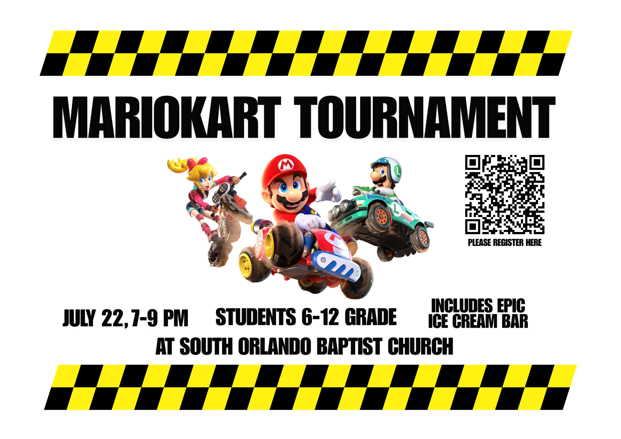 Student Ministry Mario Kart Tournament and Ice Cream Fellowship